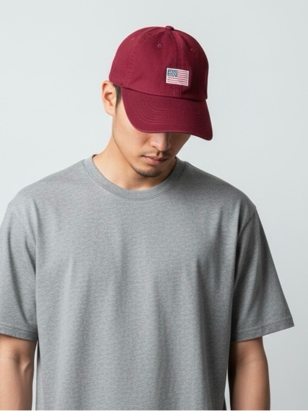 Newhattan American Flag Baseball Cap Burgundy Adjustable Patriotic Hat
